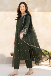 LAZULI - 3PC DHANAK EMBROIDERED SHIRT WITH DHANAK EMBROIDERED DUPATTA AND TROUSER - HZU2425